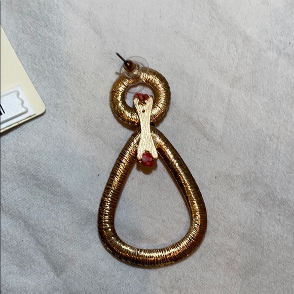 Red & Gold Rope Dangle Earrings - Picture 2 of 4